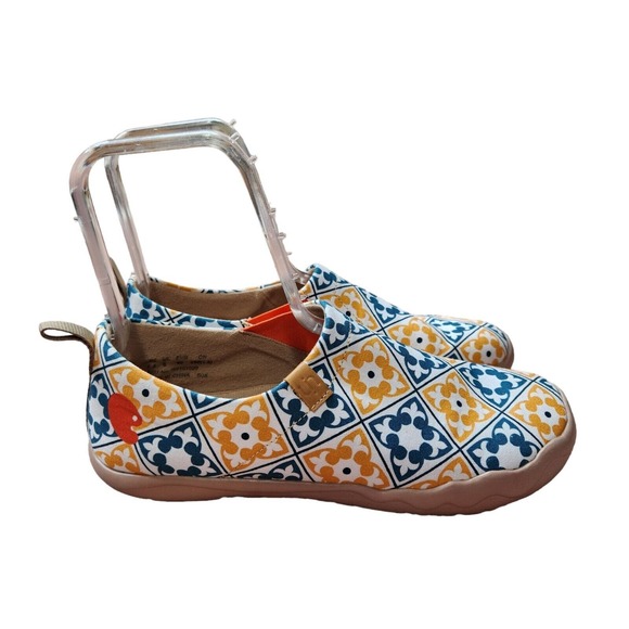 UIN Womens Canvas Shoes Size 8.5 Art Steps Barcelona Mosaic Toledo Yellow Blue - Picture 2 of 12